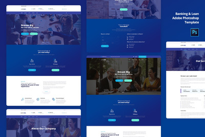 银行官网&银行贷款业务网站模板下载[PSD]