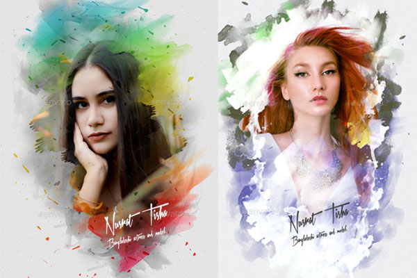 油漆水彩艺术绘画效果照片模板