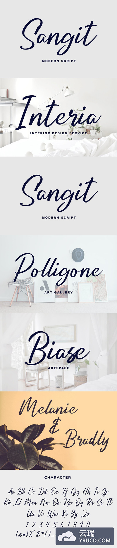 时尚高端简约手写风格的Sangit现代脚本字体