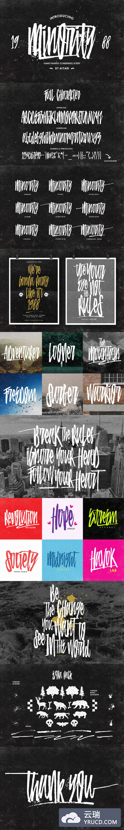 手写粗犷笔刷字体 Minority Script