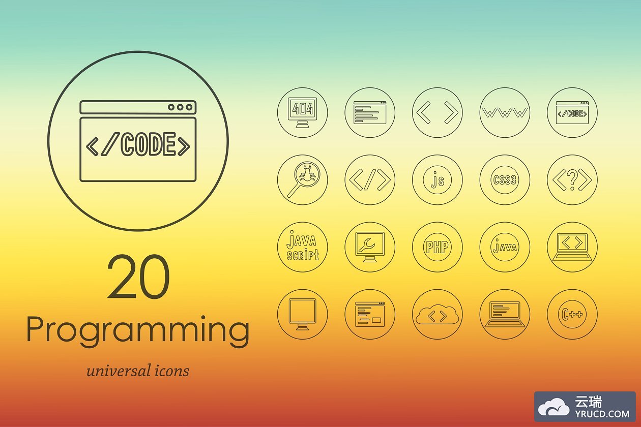 编程图标素材 20 programming line icons