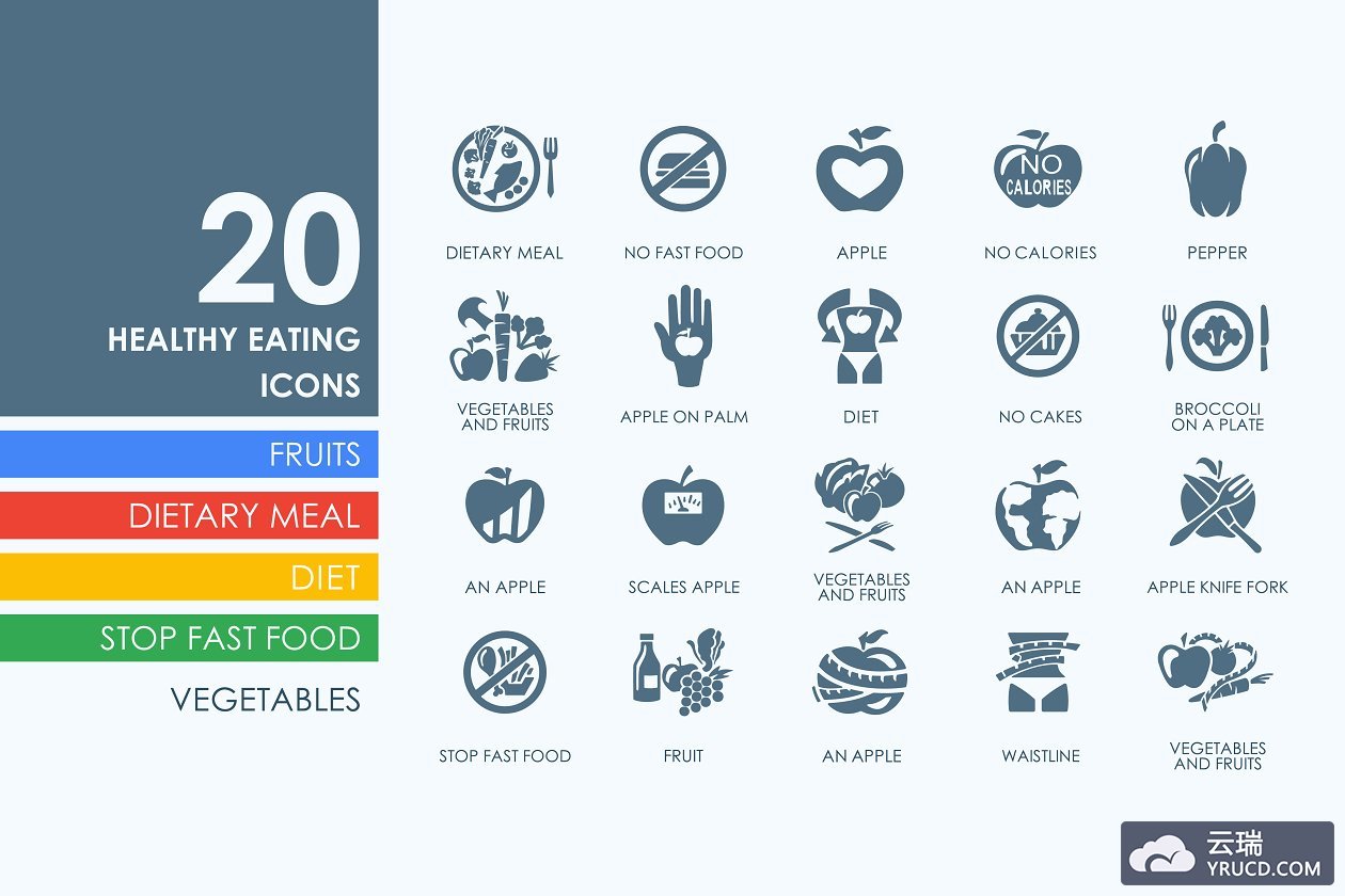 健康饮食图标素材 20 healthy eating icons