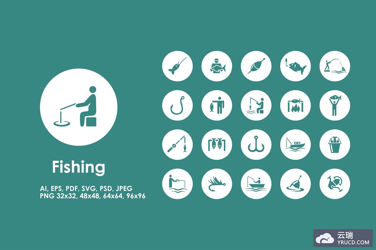 钓鱼图标素材 Fishing icons