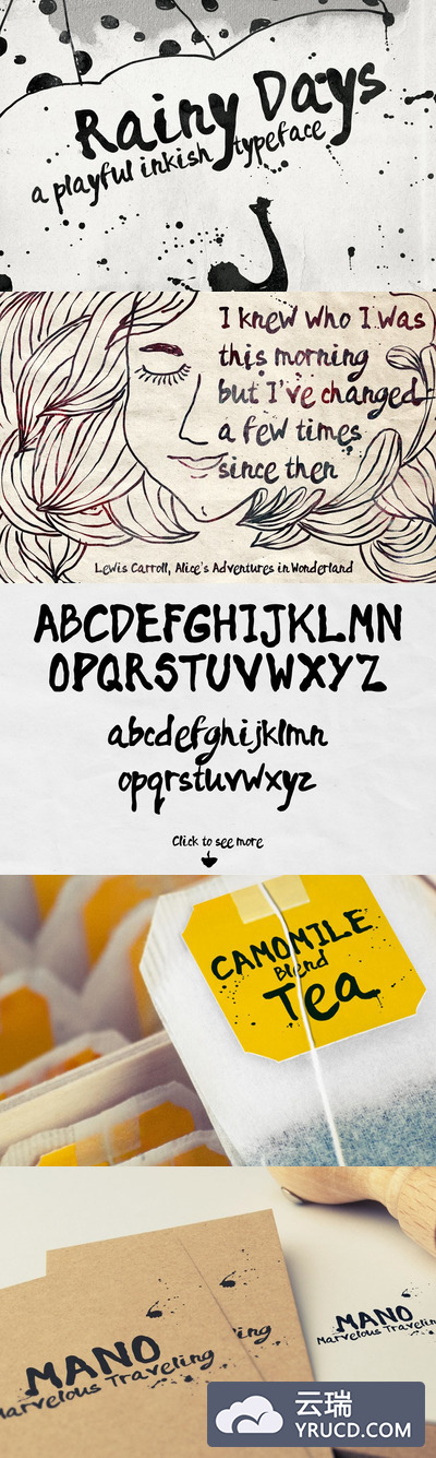 水墨俏皮字体 Rainy Days - a Playful typeface