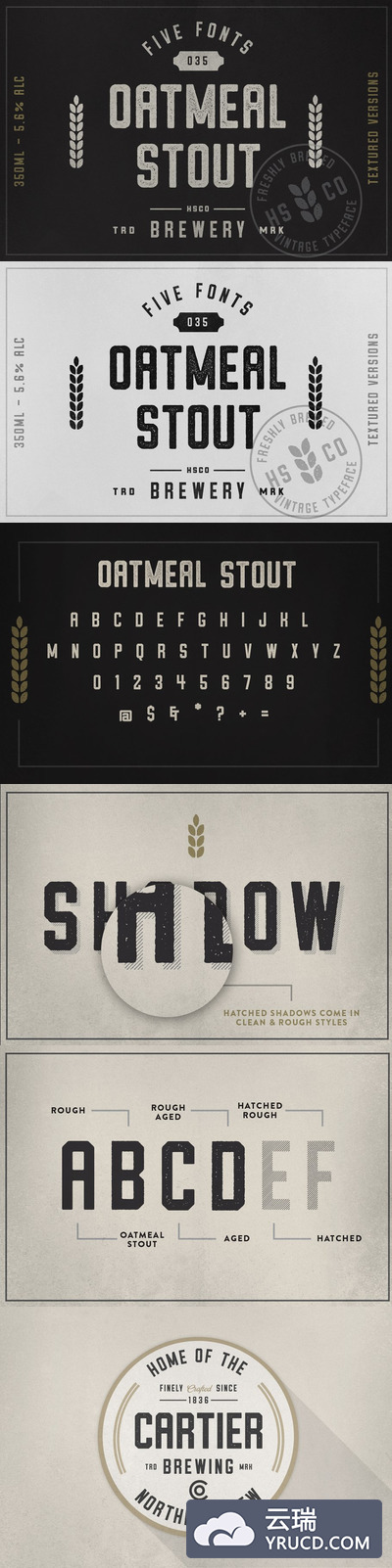 经典粗壮字体 Oatmeal Stout - 5 Styles
