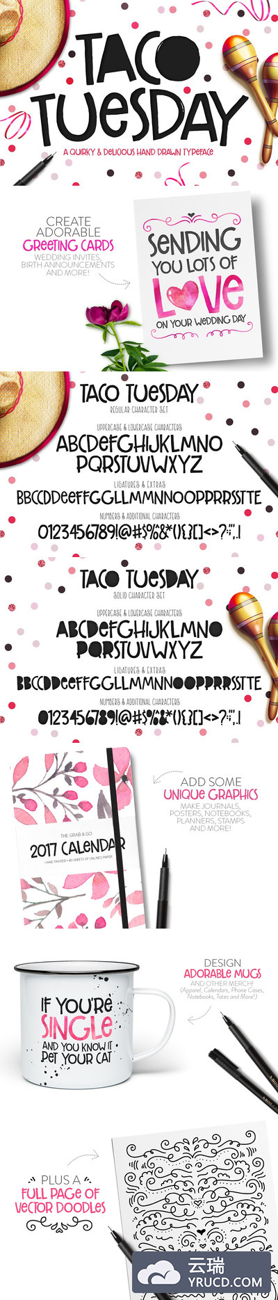 可爱的趣味字体 Taco Tuesday Typeface