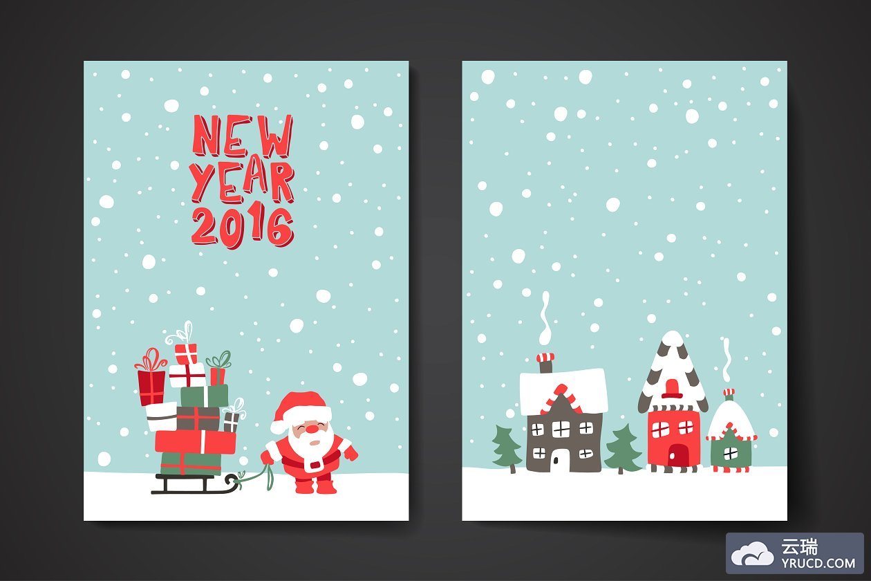 圣诞节元素贺卡模板 Merry Christmas Card Template