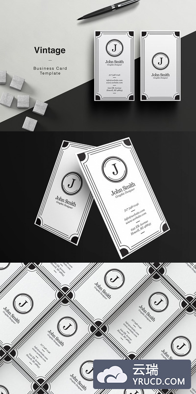 高端复古名片模板 Vintage Business Card