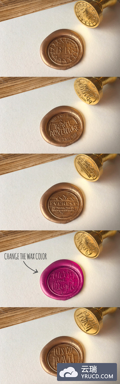 漂亮金色的蜡封logo设计展示样机素材下载[PSD]