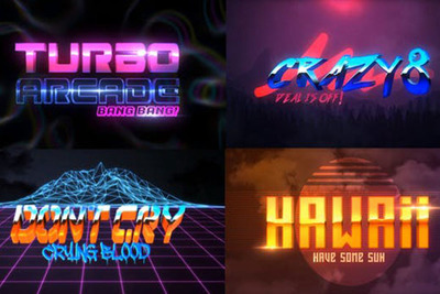 4个复古80年代徽标Logo演示视频AE模板