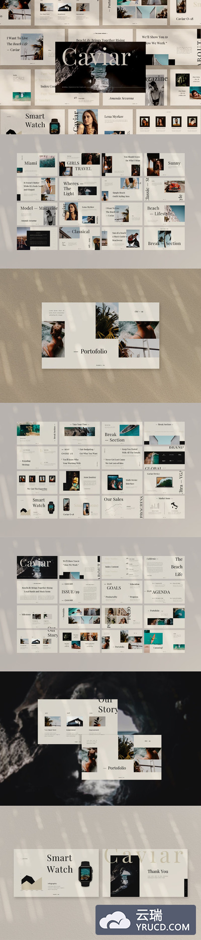 极简风格的摄影作品集PPT演示模板