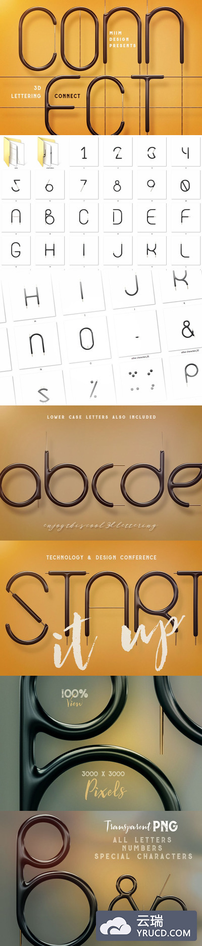 逼真的3D巧克力字母&数字效果文字图形素材