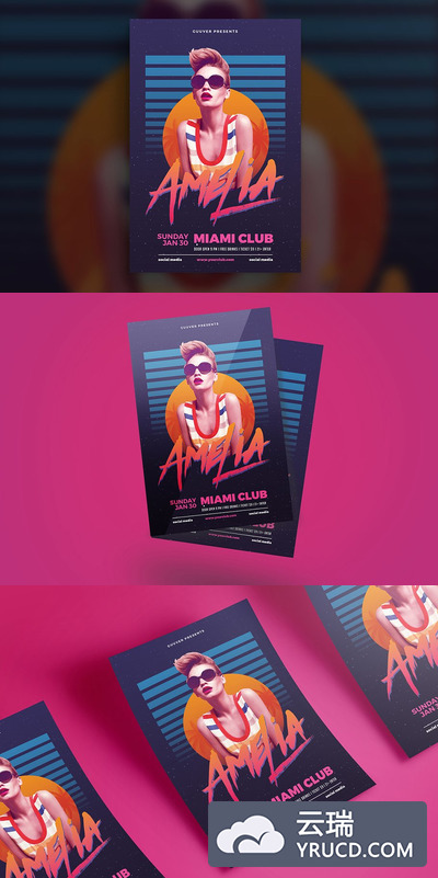 80年代的电子Dj派对海报 80's Electro Dj Party