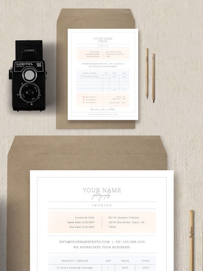 婚礼摄影师发票模板 Photographer Invoice Template