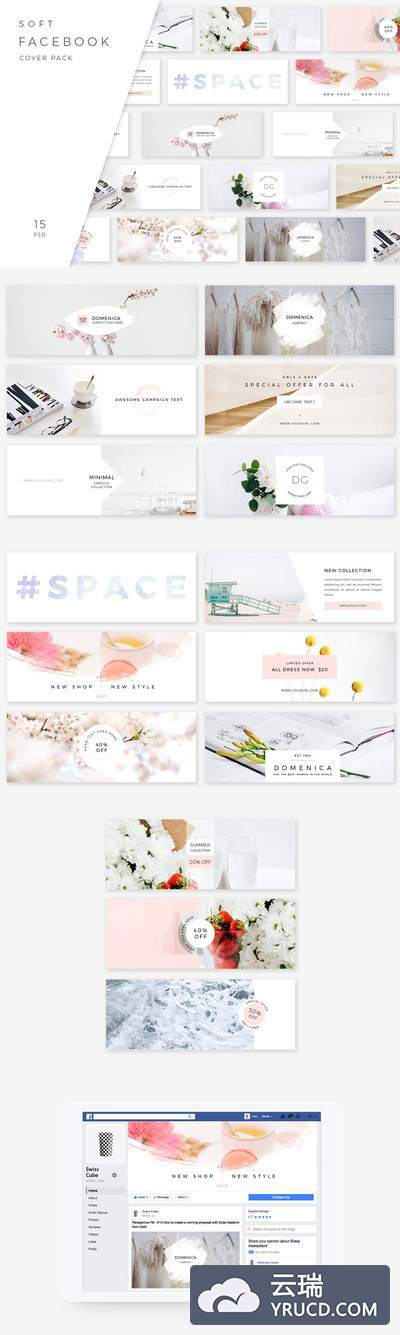 广告设计网站横幅 Soft Facebook Cover Pack