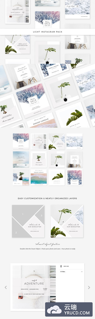清新的社交设计模板 Light Instagram Pack