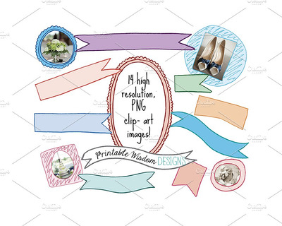 手绘涂鸦框架插画 Doodle Hand drawn frames banners png