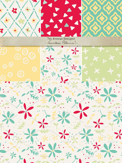 几何无缝图案背景纹理 Seamless patterns 1