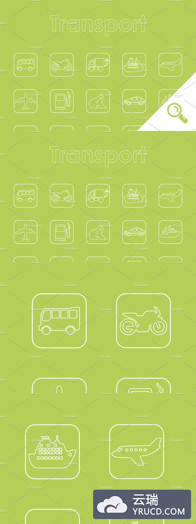 简单的交通工具图标 25 TRANSPORT simple icons