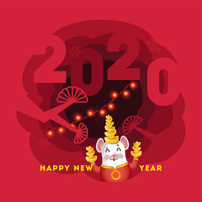 2020鼠年剪纸风格新年广告创意矢量素材下载[EPS]