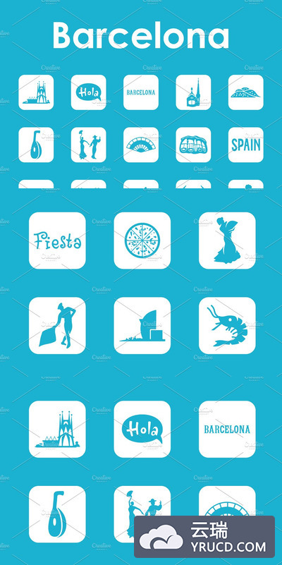 巴塞罗那元素图标 Barcelona simple icons