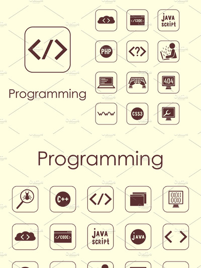 编程矢量图标素材 programming simple icons