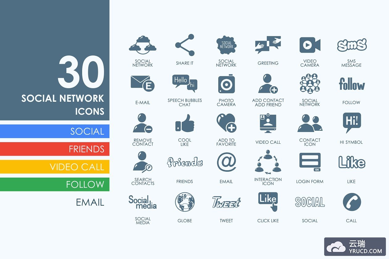 社交网络图标素材 30 social network icons