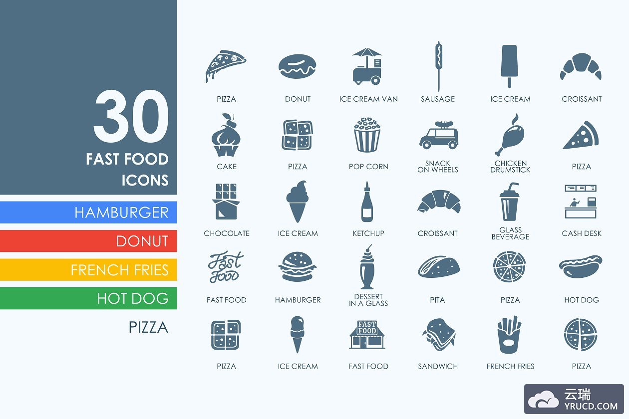 快餐食品图标素材 30 Fast Food icons