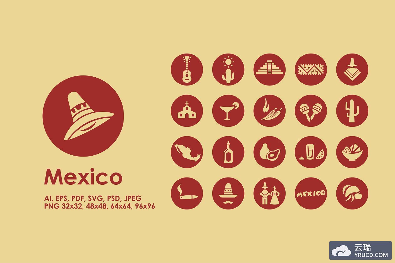 墨西哥元素图标 Mexico simple icons