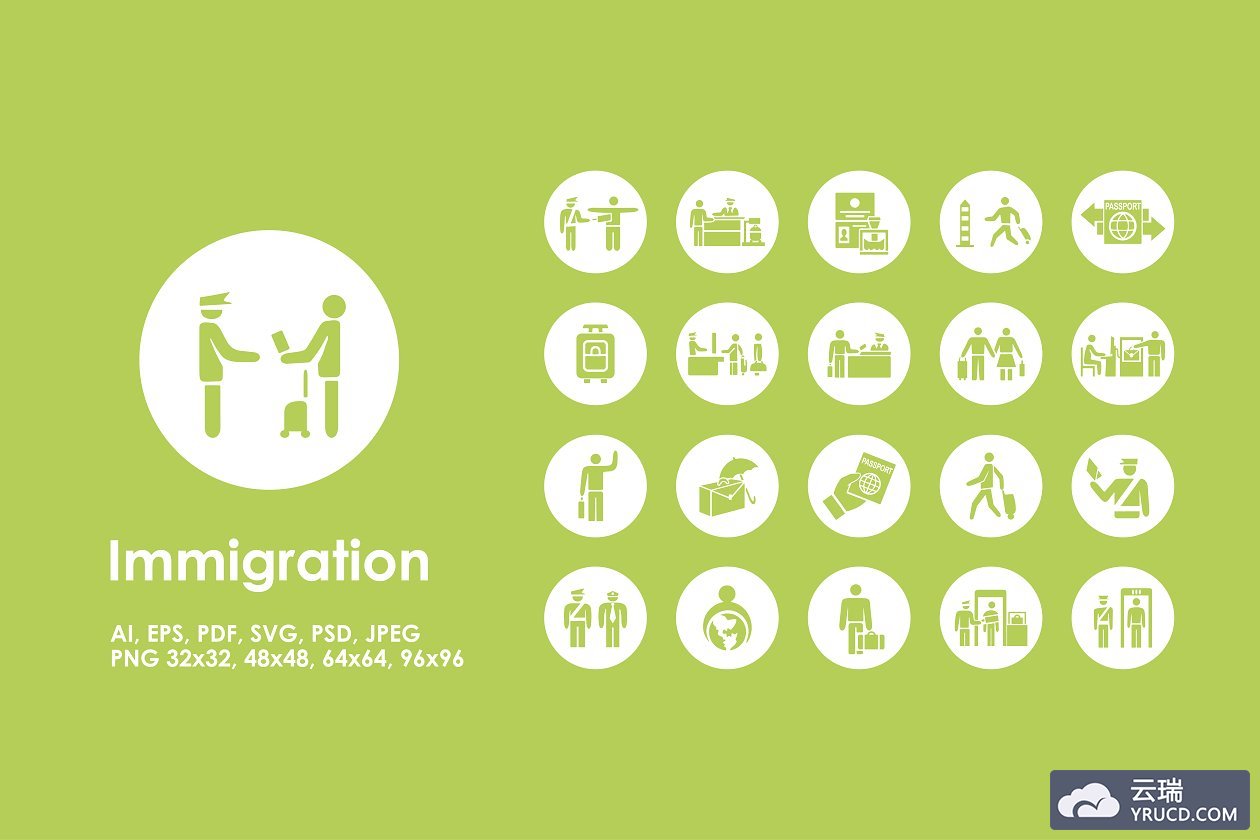 简单的移民图标 Immigration simple icons