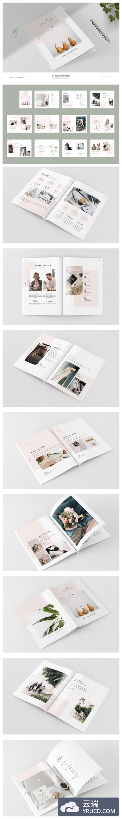 极简主义的设计作品集图册模板