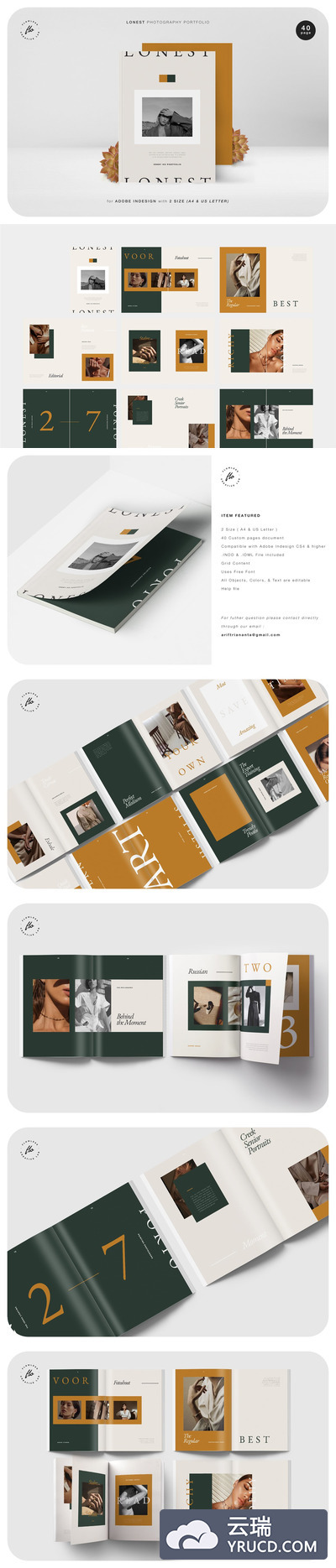 极简时尚的摄影作品集杂志图册模板