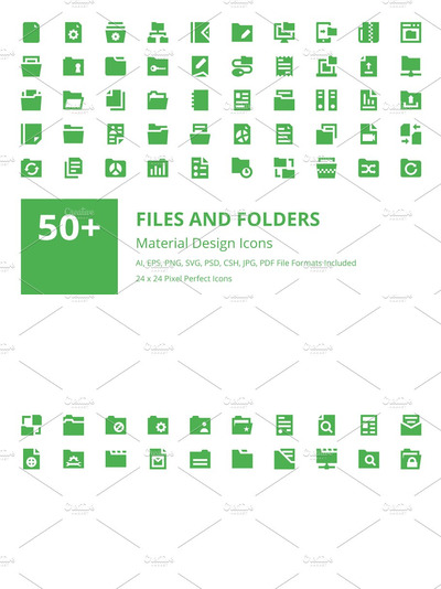 50+文件和文件夹材料图标 50+ Files and Folders Material Icons