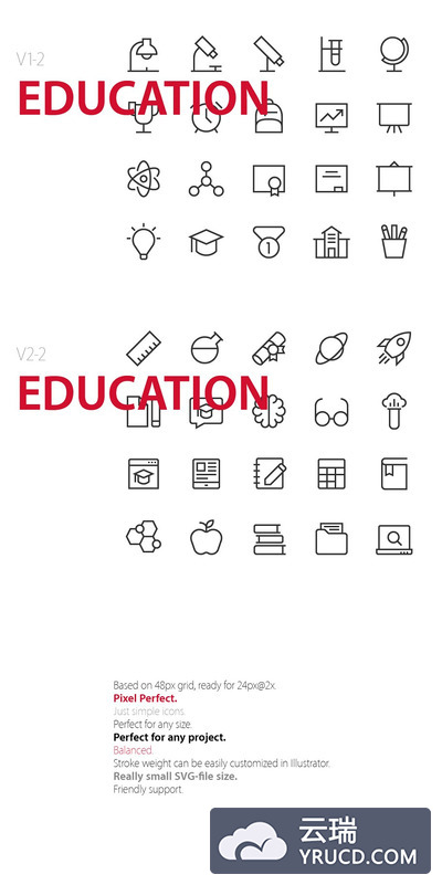 教育矢量图标素材 40 Education UI icons
