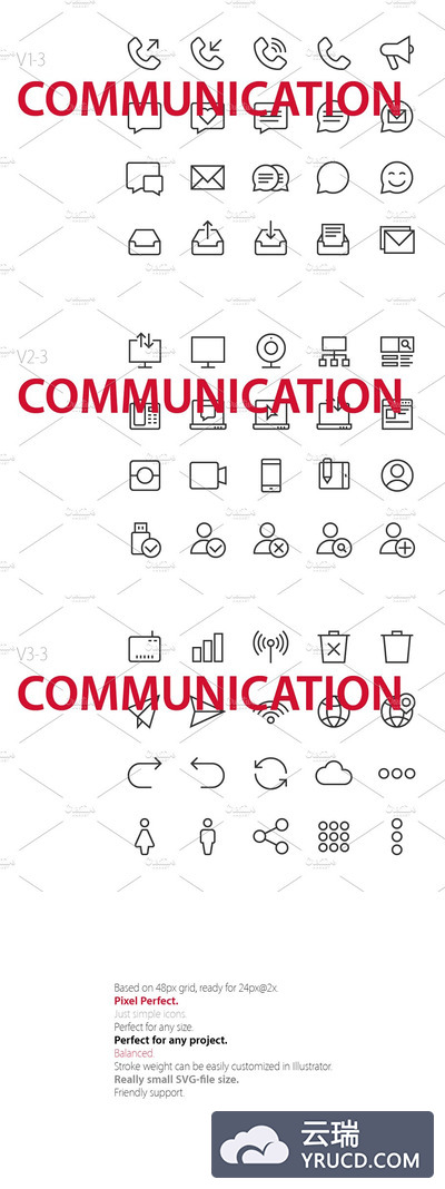 沟通矢量图标素材 60 Communication UI icons