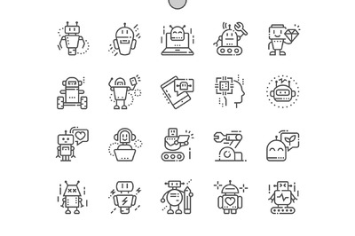 机器人细线图标 Robots Line Icons