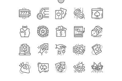 游戏细线图标 Gambling Line Icons