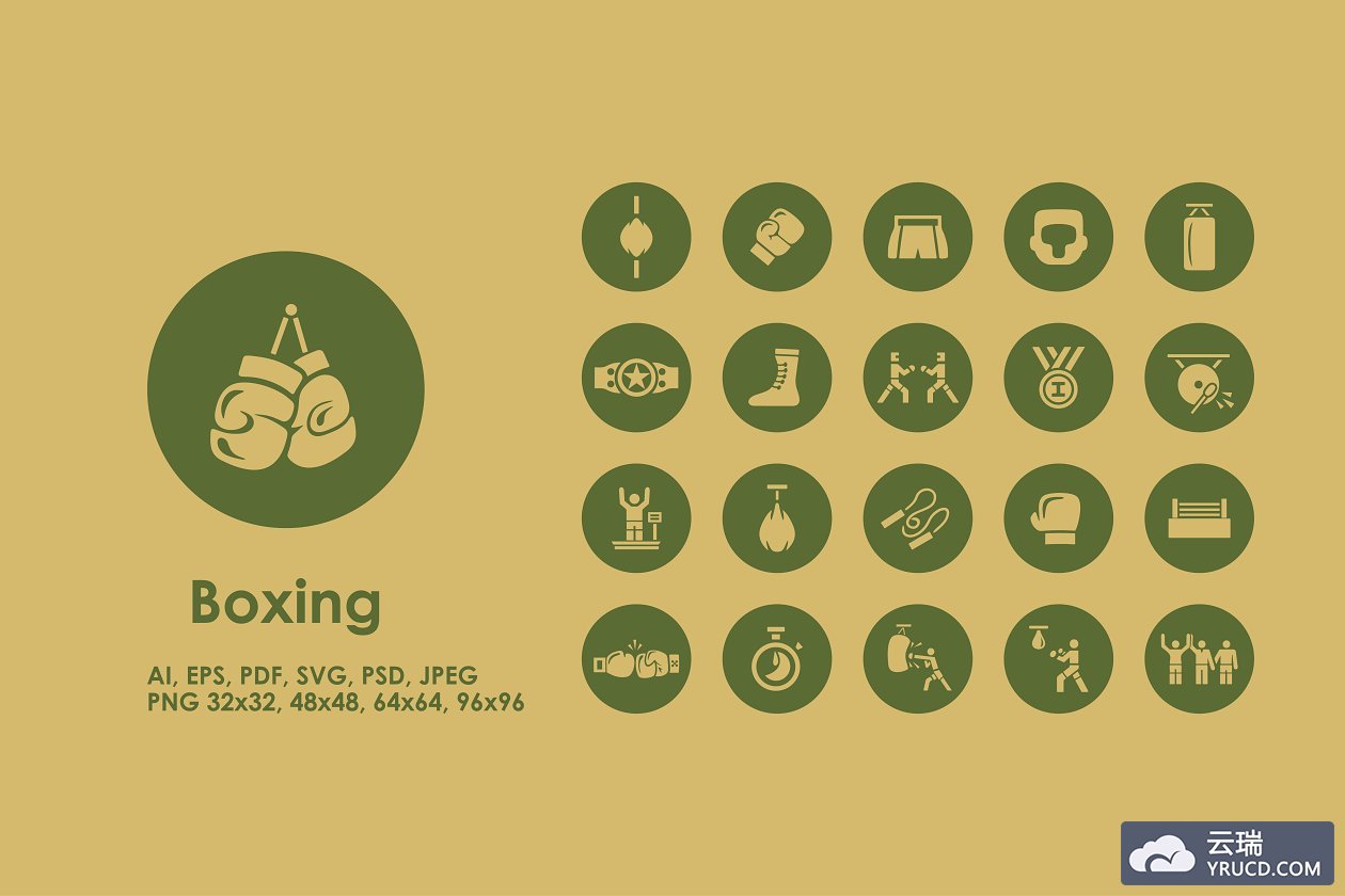 简单的拳击图标 Boxing simple icons