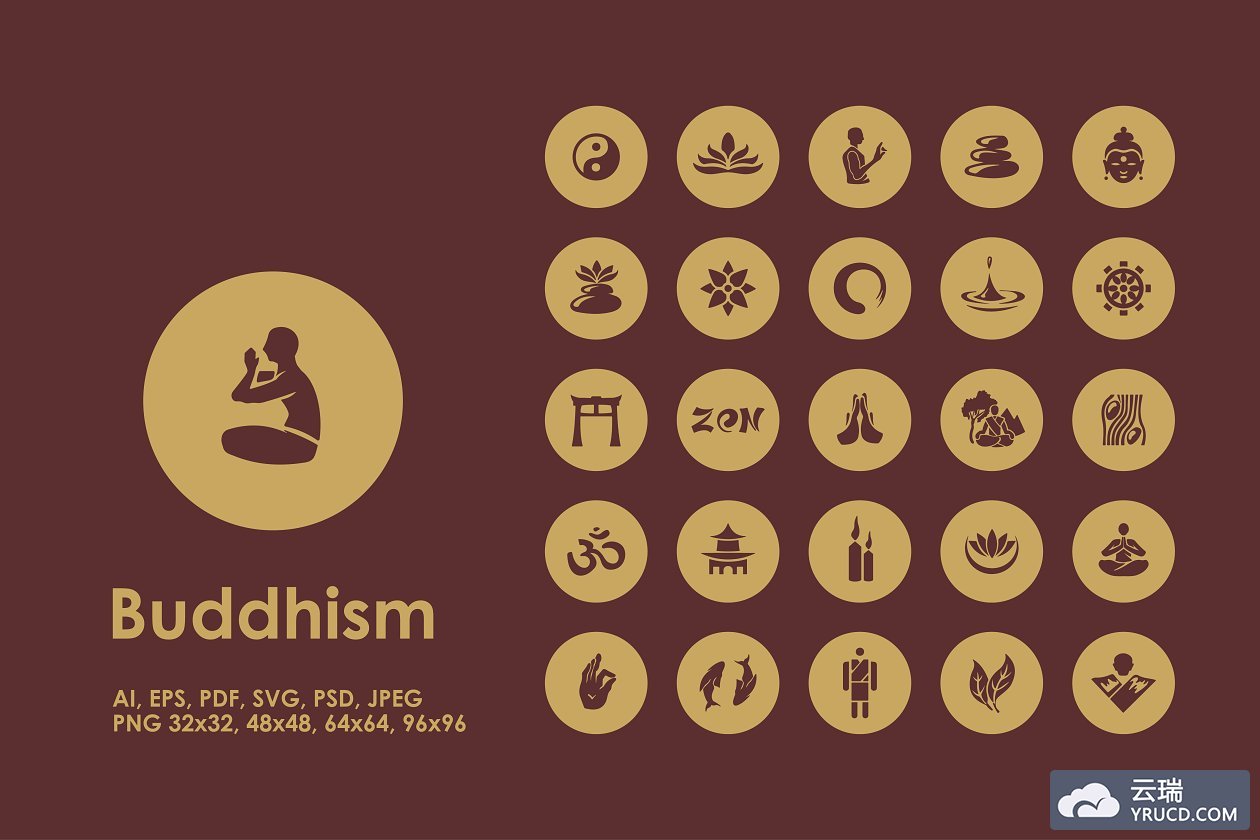 佛教图标素材 Buddhism simple icons
