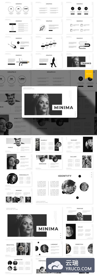 极简主义的团队成员介绍Google幻灯片模板