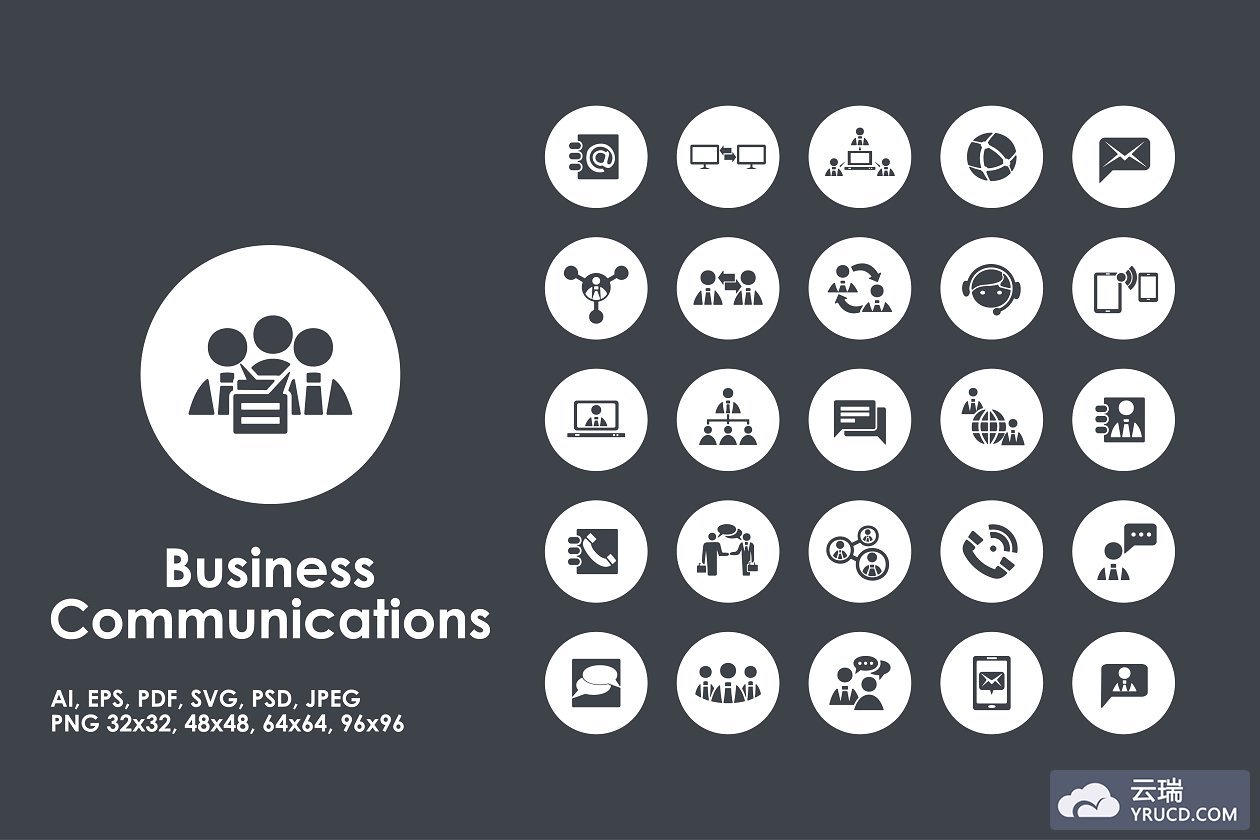 商业沟通图标素材 Business Communication simple icons