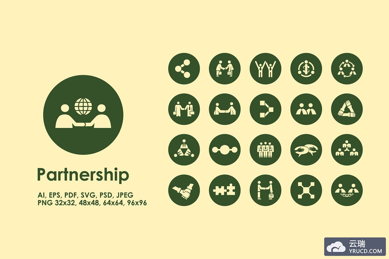 合作关系图标素材 Partnership simple icons