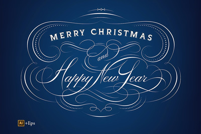 圣诞节手写字体 Christmas & New Year Calligraphy