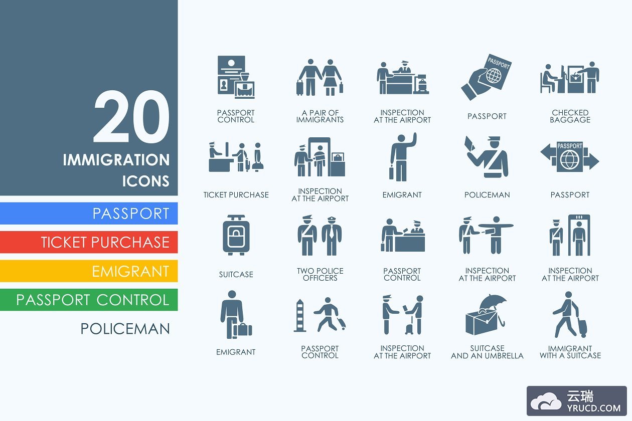 移民图标素材 20 Immigration icons