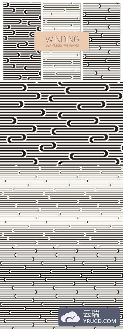 缠绕效果无缝背景 Winding Seamless Patterns. Set 5