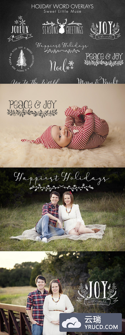 圣诞节元素标题 Digital Word Overlays Christmas