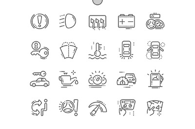 汽车仪表盘图标 Car dashboard Line Icons