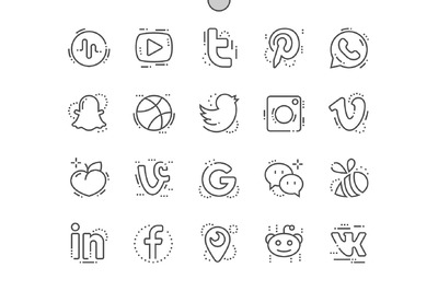 社交网站细线图标 Social media Line Icons