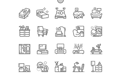 家具图标素材 Furniture Line Icons