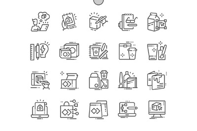 包装设计图标素材 Package design Line Icons